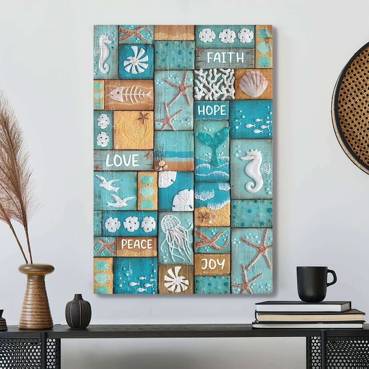 Marine Pattern Faith Hope Love Peace Bible Verse Scripture Canvas Print Marine Pattern Faith Hope Love Peace Bible Verse Scripture Canvas Print