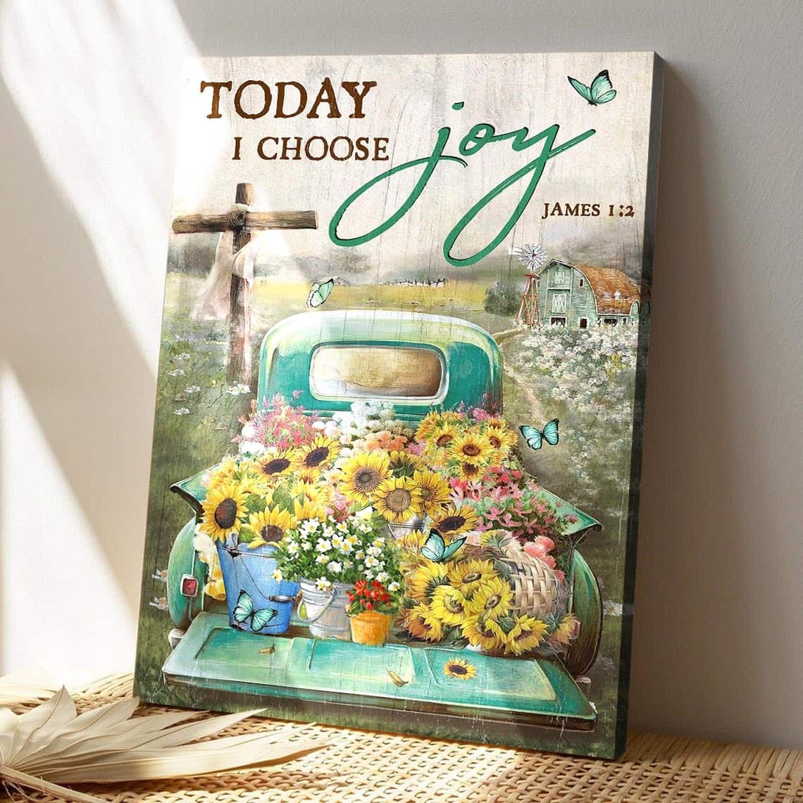 Sunflower Truck Today I Choose Joy Bible Verse Scripture Canvas Print Sunflower Truck Today I Choose Joy Bible Verse Scripture Canvas Print