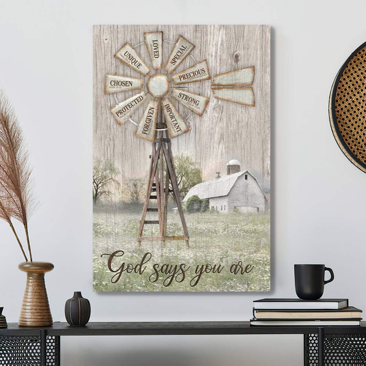 Windmill Pattern God Says You Are Bible Verse Scripture Canvas Print Windmill Pattern God Says You Are Bible Verse Scripture Canvas Print