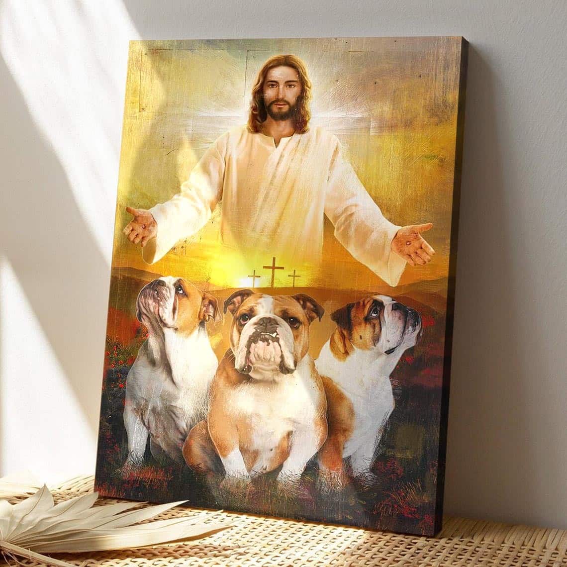 Bulldog In The Arms Of Jesus Bible Verse Scripture Canvas Print Bulldog In The Arms Of Jesus Bible Verse Scripture Canvas Print