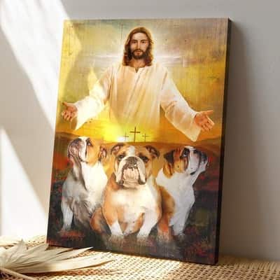 Bulldog In The Arms Of Jesus Bible Verse Scripture Canvas Print