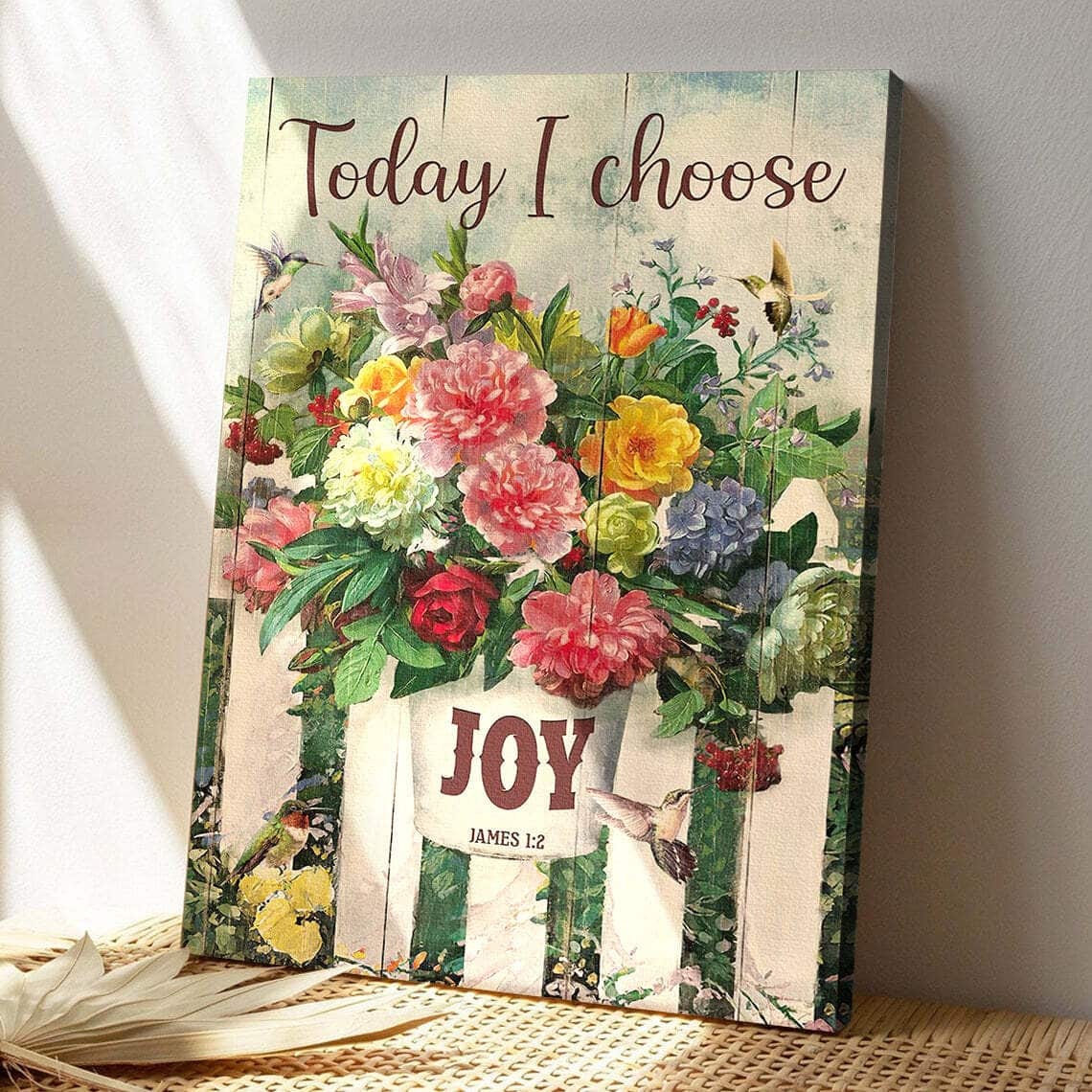 Flower Pot Today I Choose Joy Bible Verse Scripture Canvas Print