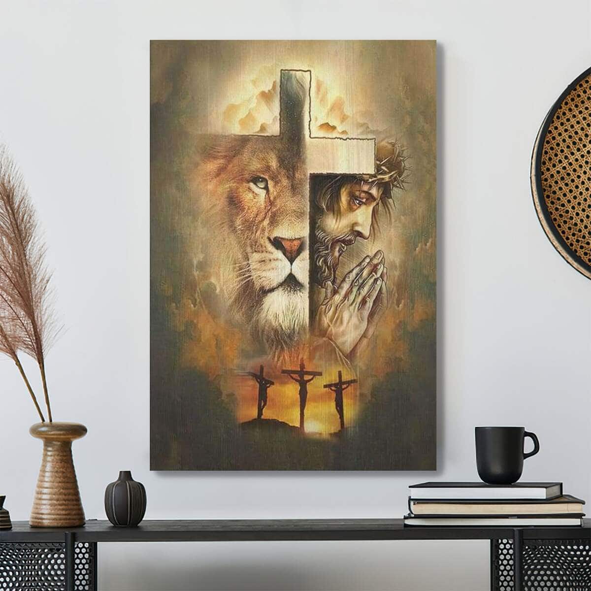 Cross Bible Verse Jesus The Lion Of Judah Scripture Canvas Print