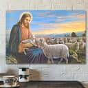 God With Lambs Jesus Christian Gift Jesus Bible Verse Scripture Canvas Wall Art