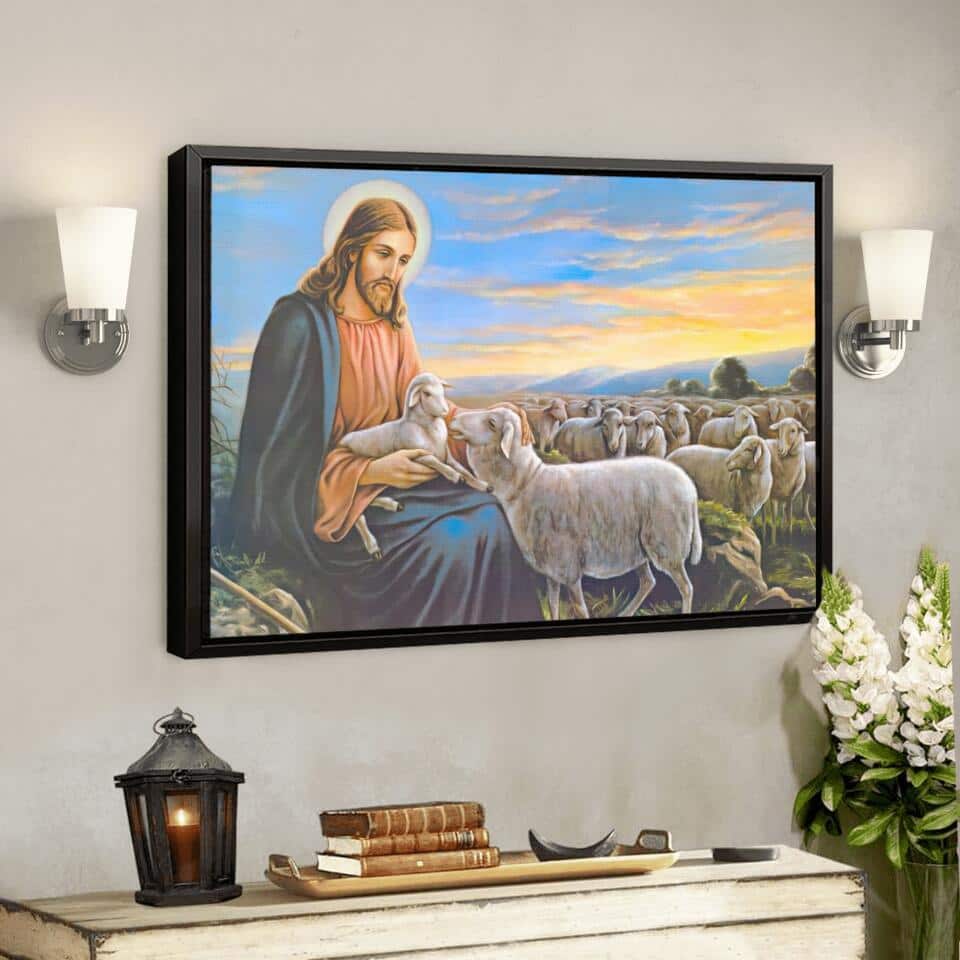 God With Lambs Jesus Christian Gift Jesus Bible Verse Scripture Canvas Wall Art God With Lambs Jesus Christian Gift Jesus Bible Verse Scripture Canvas Wall Art