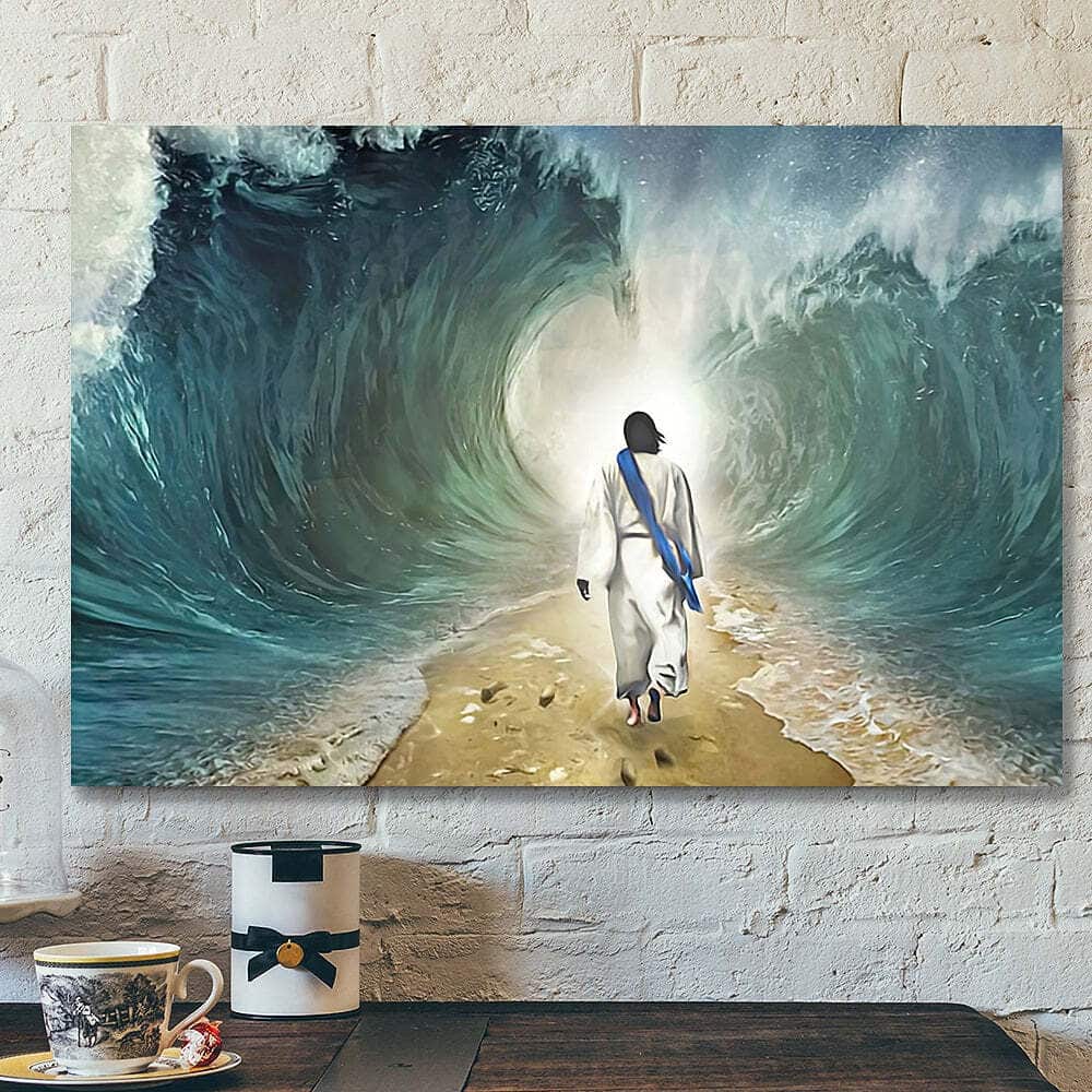 Jesus Walking Through The Water Jesus Christian Gift For Christian Canvas Wall Art Jesus Walking Through The Water Jesus Christian Gift For Christian Canvas Wall Art