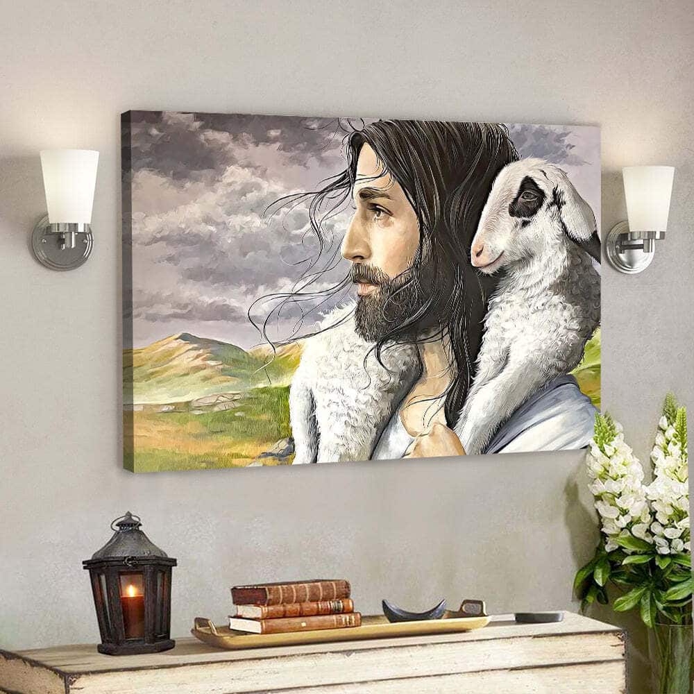Jesus And Sheep Jesus Christian Gift For Christian Canvas Wall Art Jesus And Sheep Jesus Christian Gift For Christian Canvas Wall Art