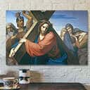 Jesus Carrying His Cross Jesus Christ Faith Gift For Christian Canvas Wall Art