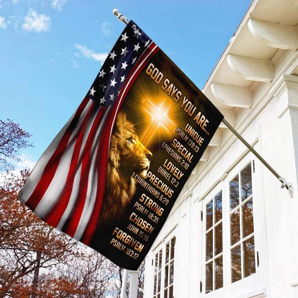 Lion Christian God Says You Are American US Religious Christian Garden Flag Lion Christian God Says You Are American US Religious Christian Garden Flag