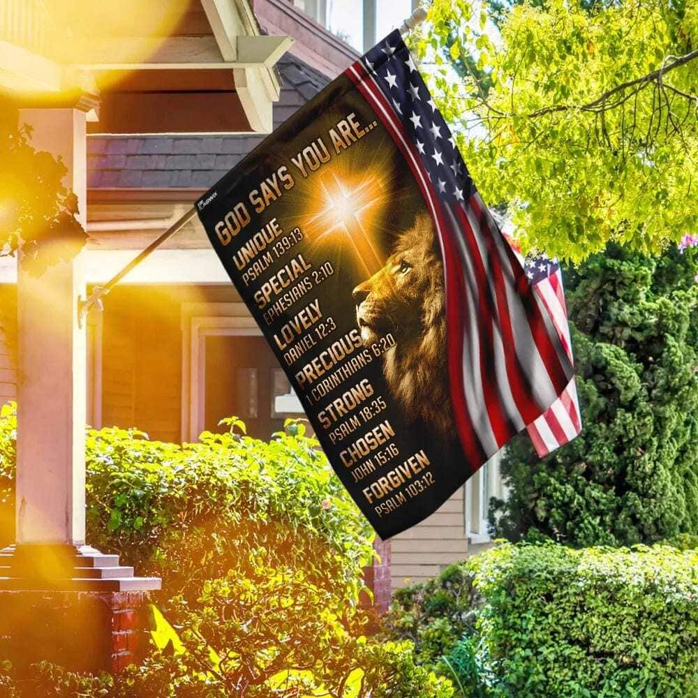 Lion Christian God Says You Are American US Religious Christian Garden Flag Lion Christian God Says You Are American US Religious Christian Garden Flag