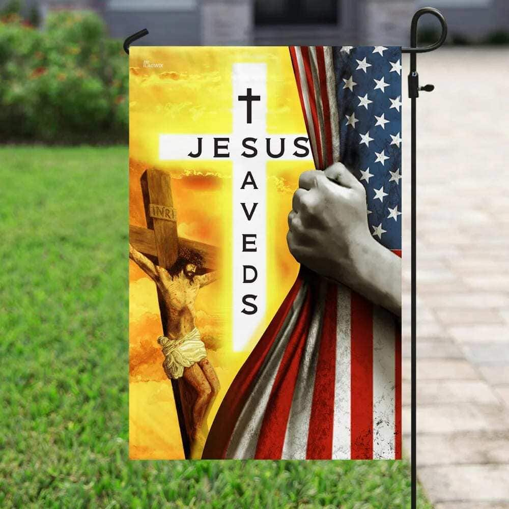 Jesus Saves Christian Religious Christian Garden Flag