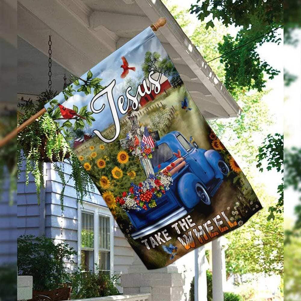 Jesus Take The Wheel American Truck Farm Religious Christian Garden Flag Jesus Take The Wheel American Truck Farm Religious Christian Garden Flag