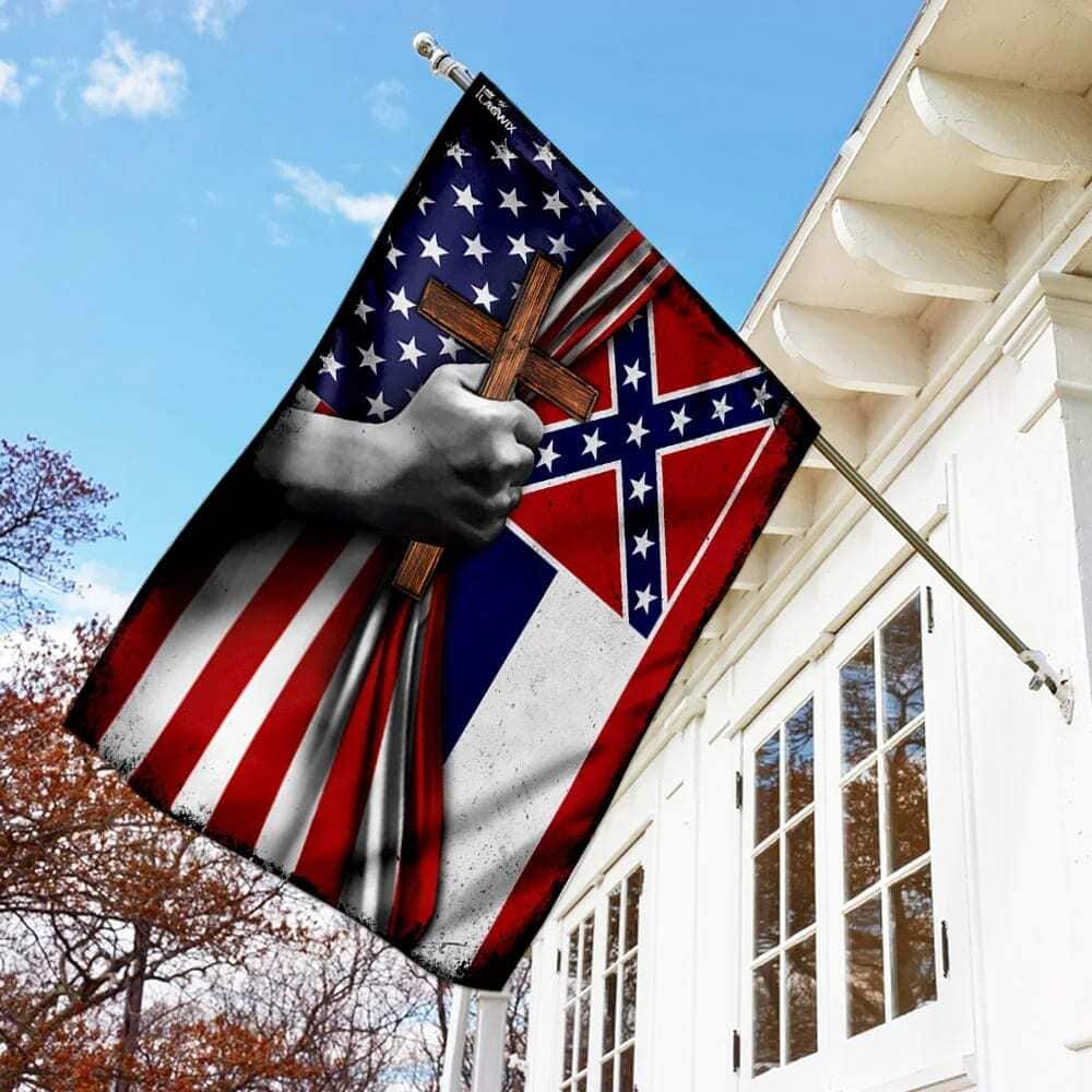 Mississippi Christian Cross Religious Christian Garden Flag Mississippi Christian Cross Religious Christian Garden Flag