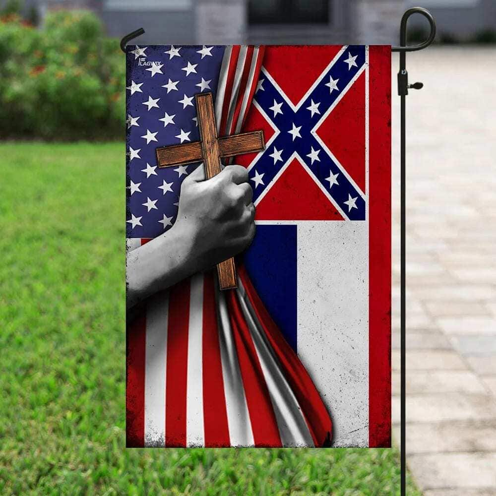 Mississippi Christian Cross Religious Christian Garden Flag