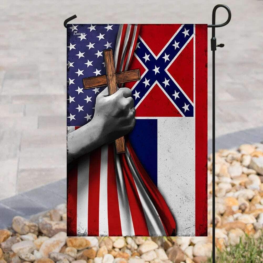 Mississippi Christian Cross Religious Christian Garden Flag Mississippi Christian Cross Religious Christian Garden Flag
