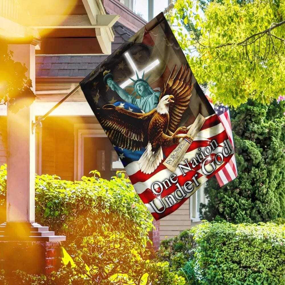 One Nation Under God Christian Cross Eagle Religious Christian Garden Flag One Nation Under God Christian Cross Eagle Religious Christian Garden Flag