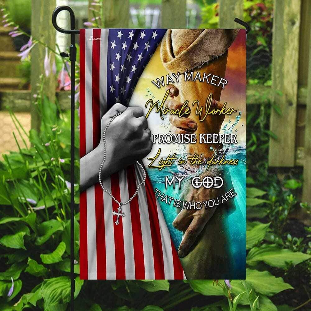 Jesus Way Maker Miracle Worker Promise Keeper American Religious Christian Garden Flag