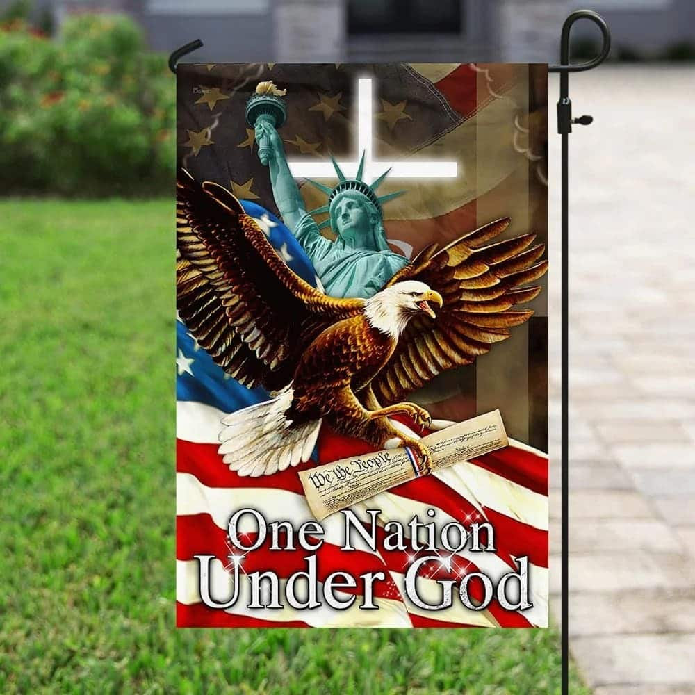 One Nation Under God Christian Cross Eagle Religious Christian Garden Flag