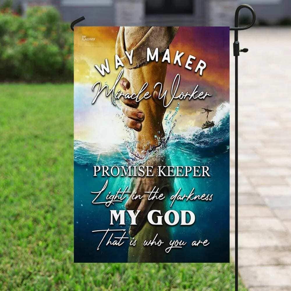 Jesus Way Maker Miracle Worker Promise Keeper Light In The Darkness Religious Christian Garden Flag Jesus Way Maker Miracle Worker Promise Keeper Light In The Darkness Religious Christian Garden Flag
