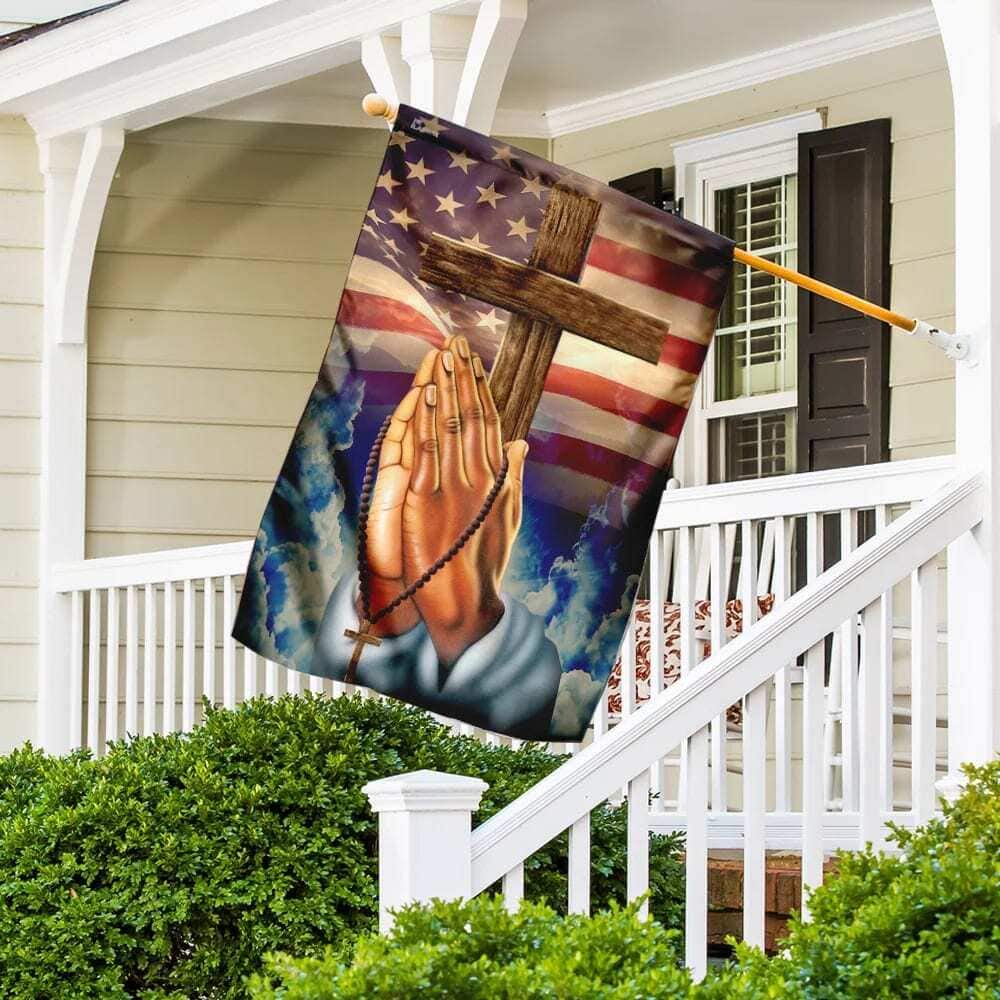 Prayer Hands Religious Christian American Flag Garden Flag Prayer Hands Religious Christian American Flag Garden Flag