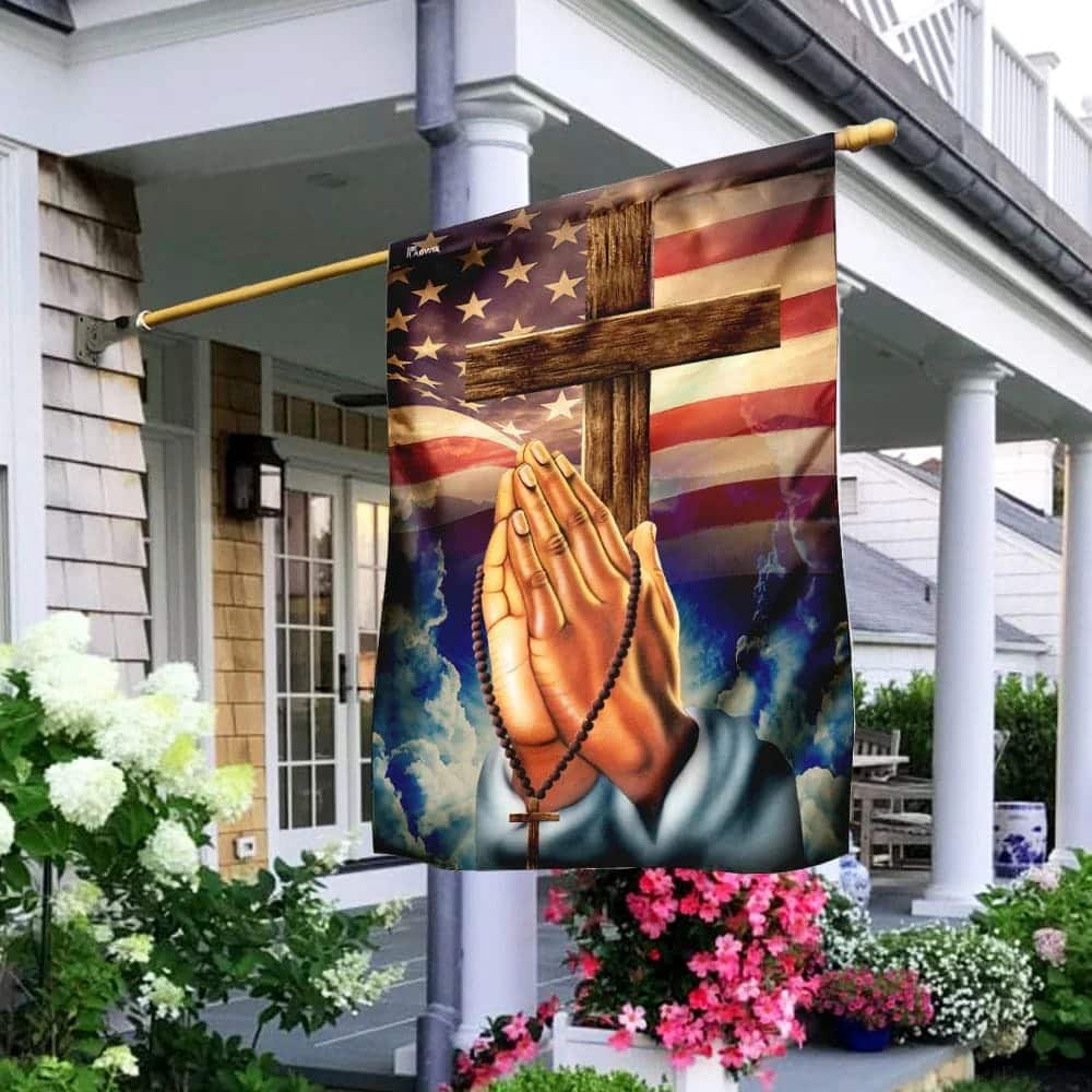 Prayer Hands Religious Christian American Flag Garden Flag Prayer Hands Religious Christian American Flag Garden Flag