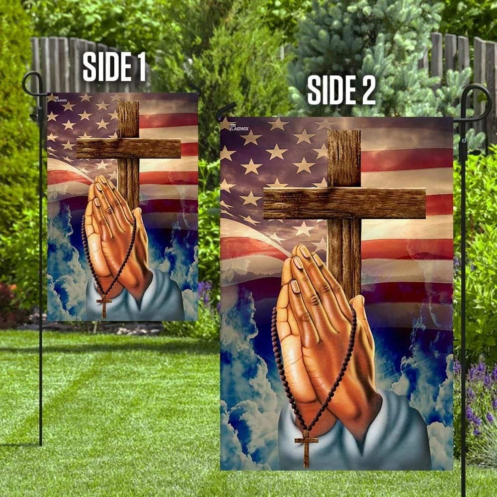 Prayer Hands Religious Christian American Flag Garden Flag Prayer Hands Religious Christian American Flag Garden Flag