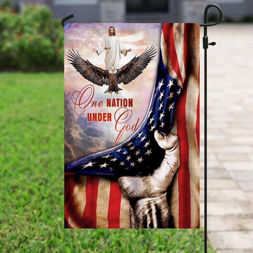 One Nation Under God Jesus Christian American Religious Christian Garden Flag