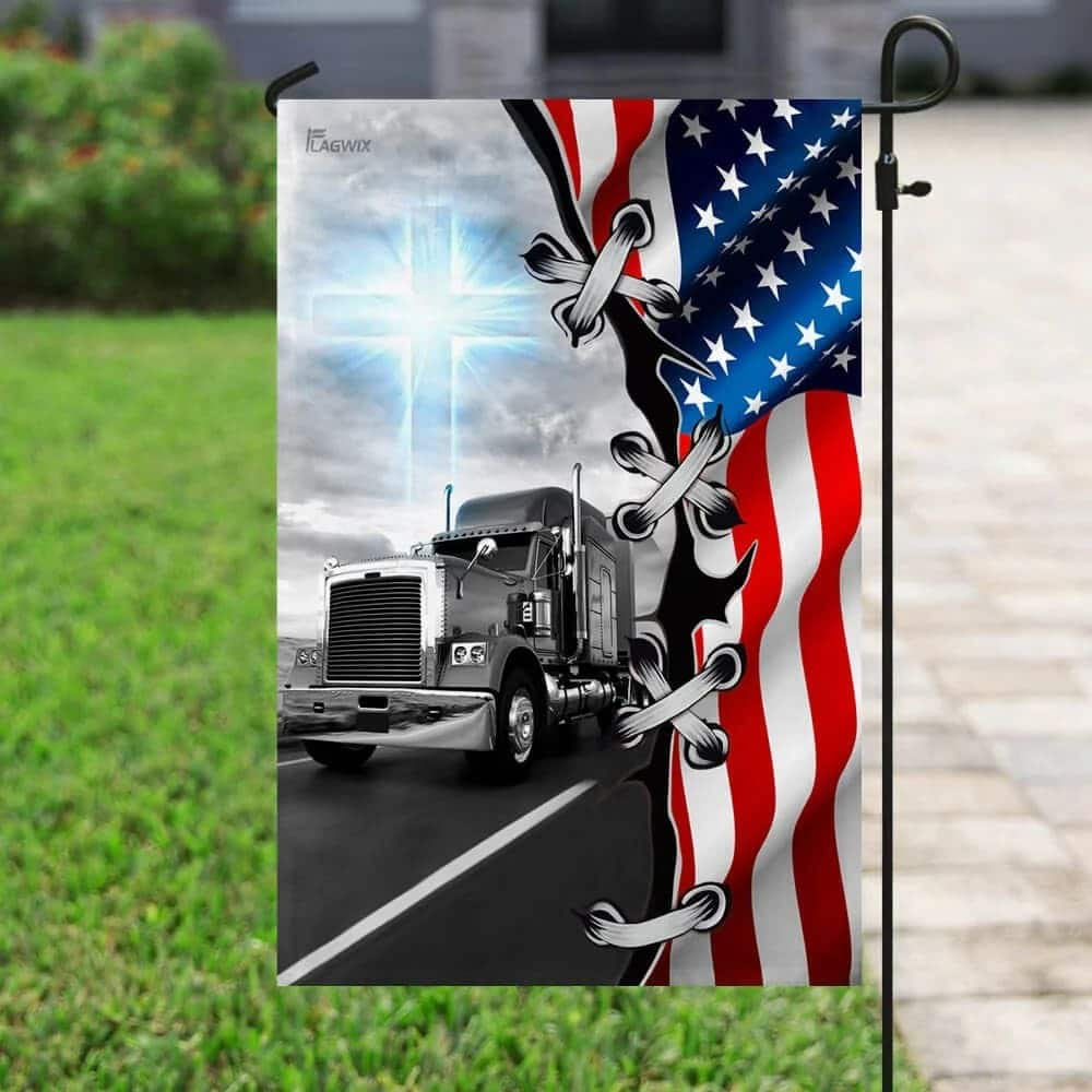 Truck Trucker Jesus Take The Wheel Religious Christian Garden Flag