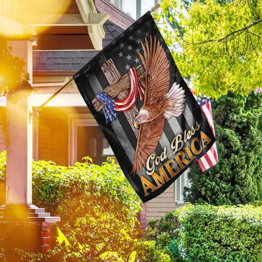 Jesus Cross Jesus And Eagle God Bless America Religious Christian Garden Flag Jesus Cross Jesus And Eagle God Bless America Religious Christian Garden Flag