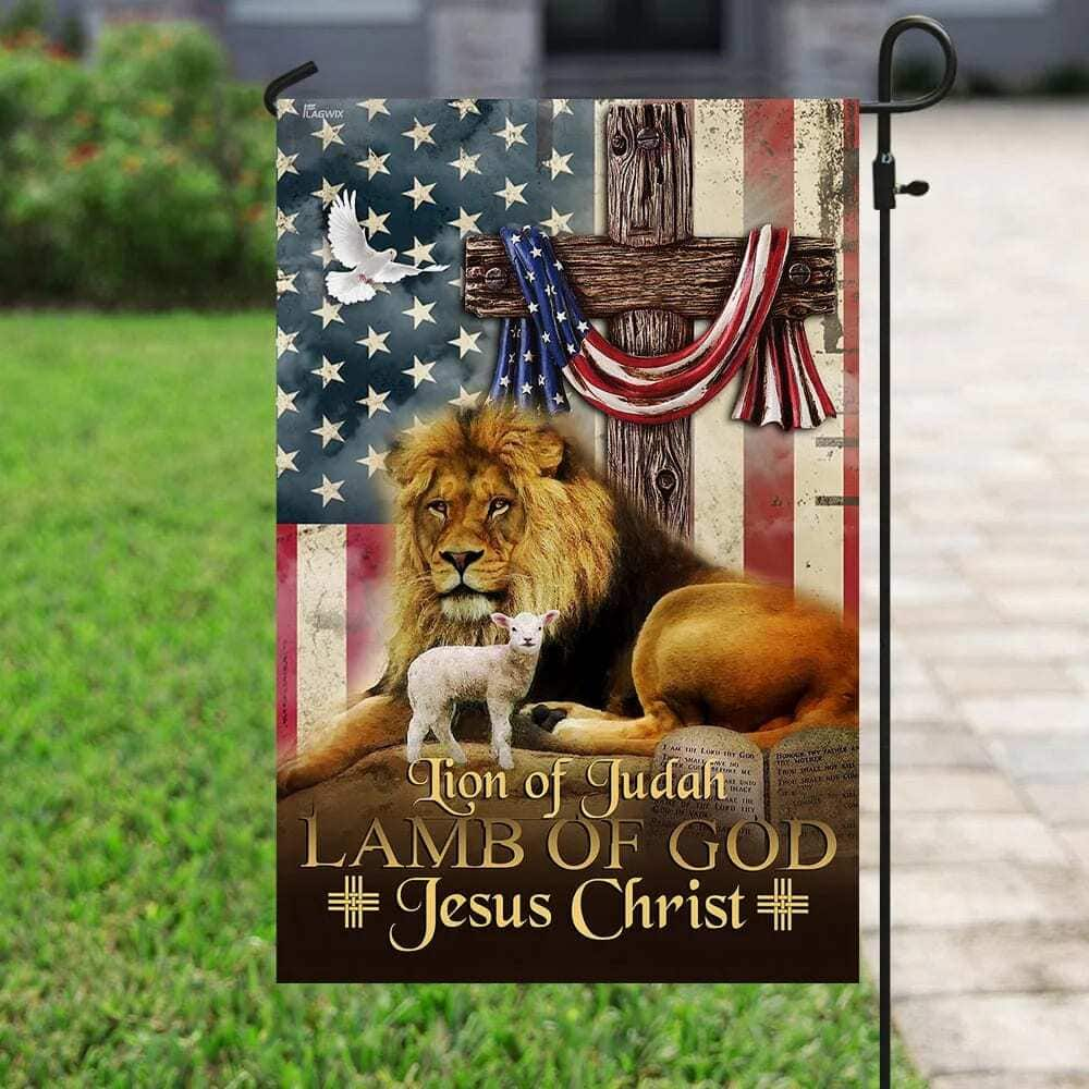 Jesus Christ Religious Christian US Flag Garden Flag