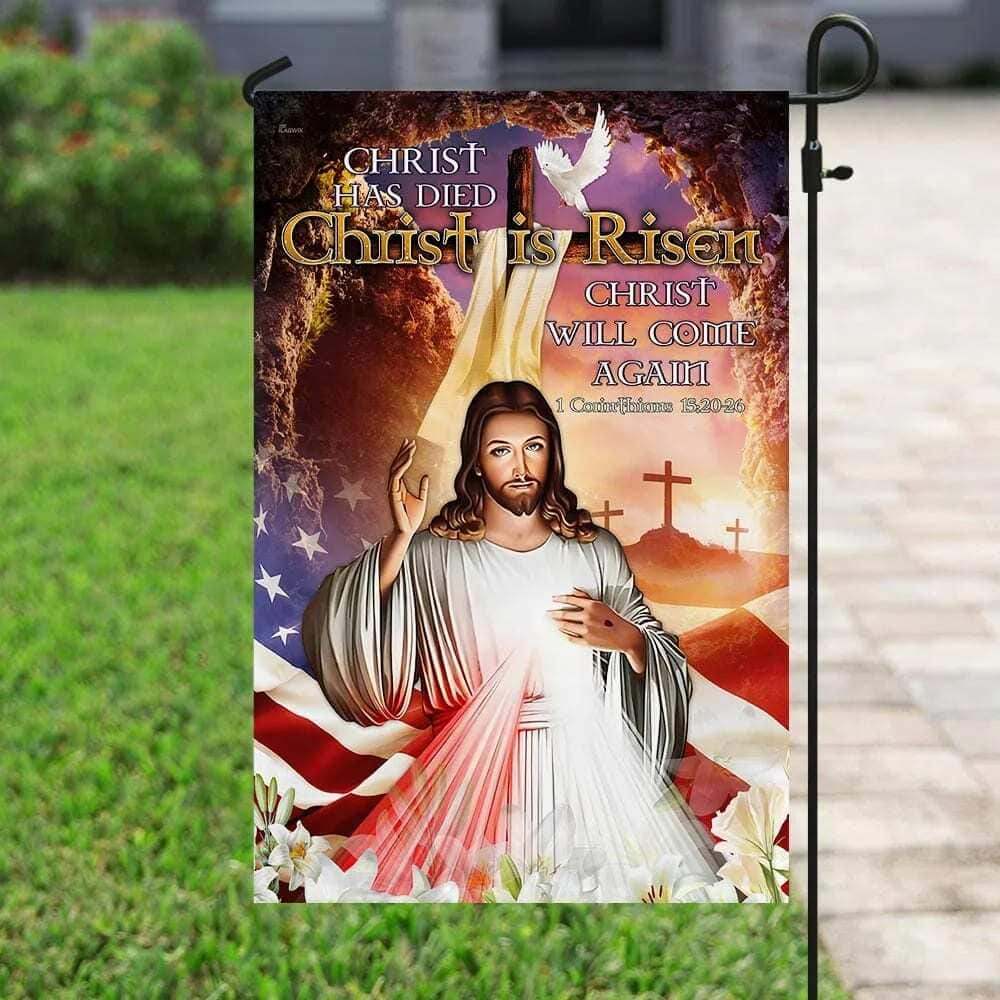 Happy Easter Christ Has Died Christ Is Risen Christ Will Come Again Jesus Religious Christian Garden Flag