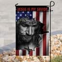 Jesus And American Religious Jesus Is My Savior Religious Christian Garden Flag Jesus And American Religious Jesus Is My Savior Religious Christian Garden Flag