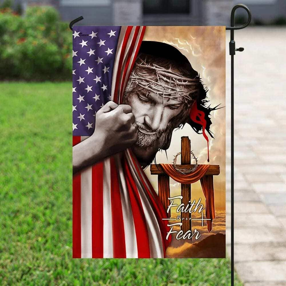 Jesus Cross Christian Faith Over Fear Religious Christian Garden Flag