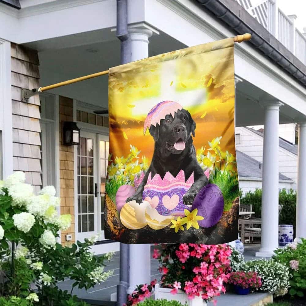 Black Labrador Retriever Is Ready For Easter Religious Happy Easter Gift Garden Flag Black Labrador Retriever Is Ready For Easter Religious Happy Easter Gift Garden Flag