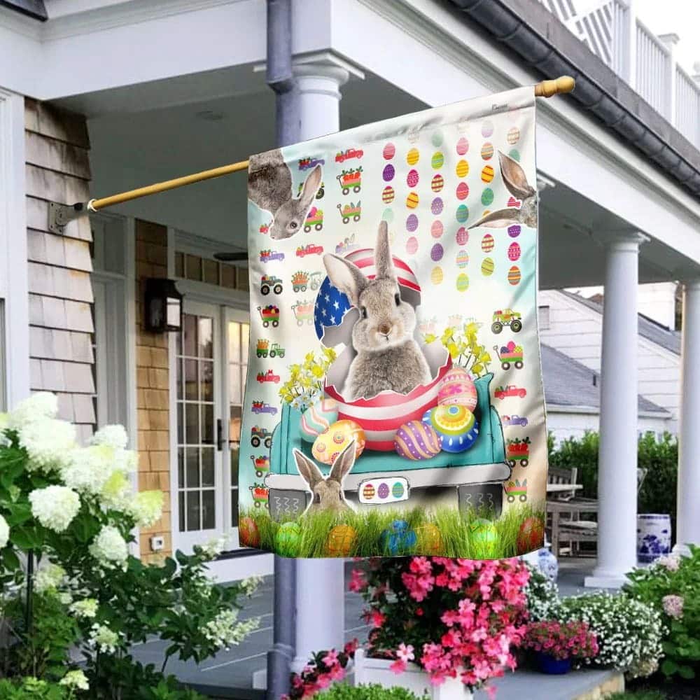 Happy Easter Bunny Truck Easter Religious Christian Easter Garden Flag Happy Easter Bunny Truck Easter Religious Christian Easter Garden Flag
