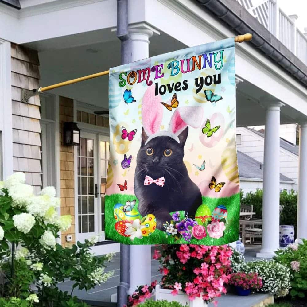 Black Cat Easter Some Bunny Loves You Religious Happy Easter Gift Garden Flag Black Cat Easter Some Bunny Loves You Religious Happy Easter Gift Garden Flag