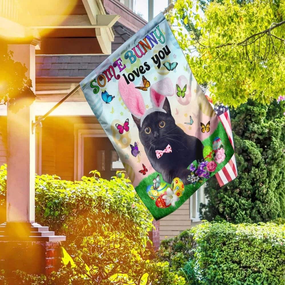 Black Cat Easter Some Bunny Loves You Religious Happy Easter Gift Garden Flag Black Cat Easter Some Bunny Loves You Religious Happy Easter Gift Garden Flag