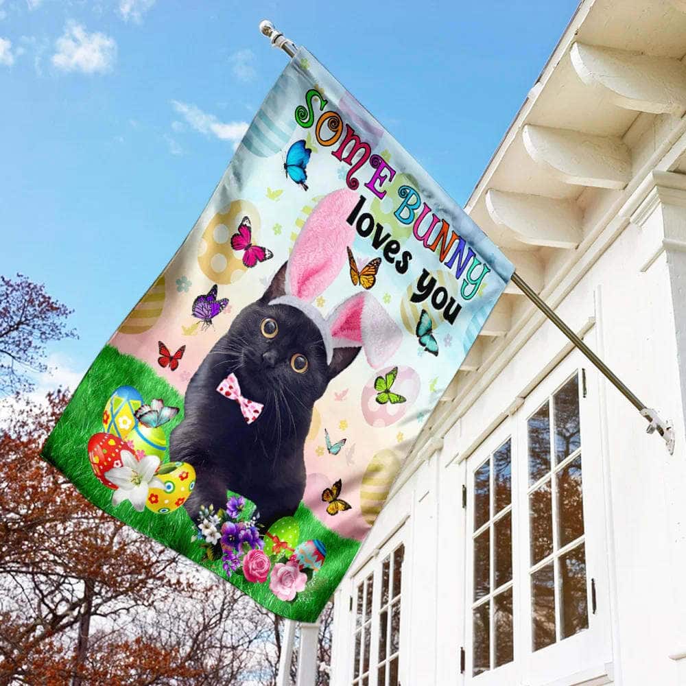 Black Cat Easter Some Bunny Loves You Religious Happy Easter Gift Garden Flag Black Cat Easter Some Bunny Loves You Religious Happy Easter Gift Garden Flag