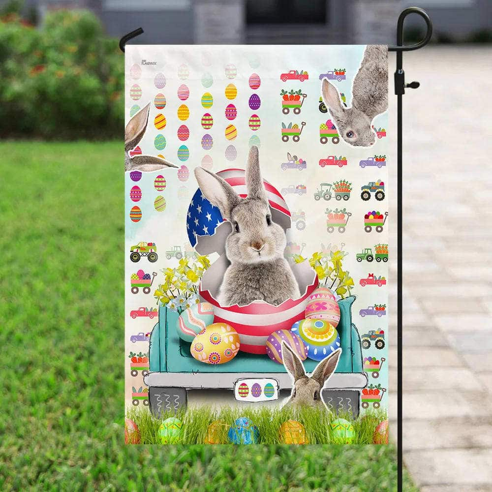 Happy Easter Bunny Truck Easter Religious Christian Easter Garden Flag