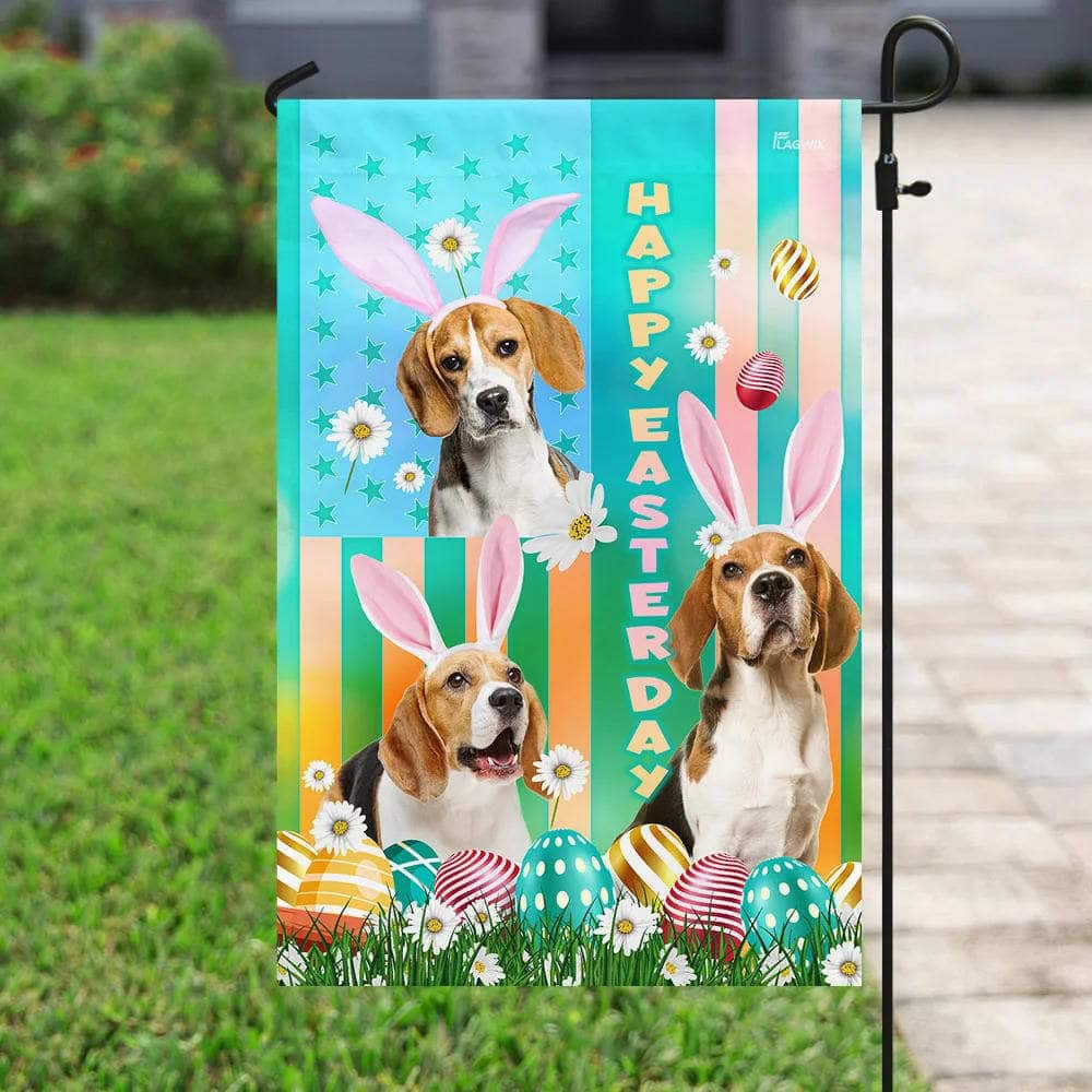 Beagle Easter Religious Happy Easter Gift Garden Flag