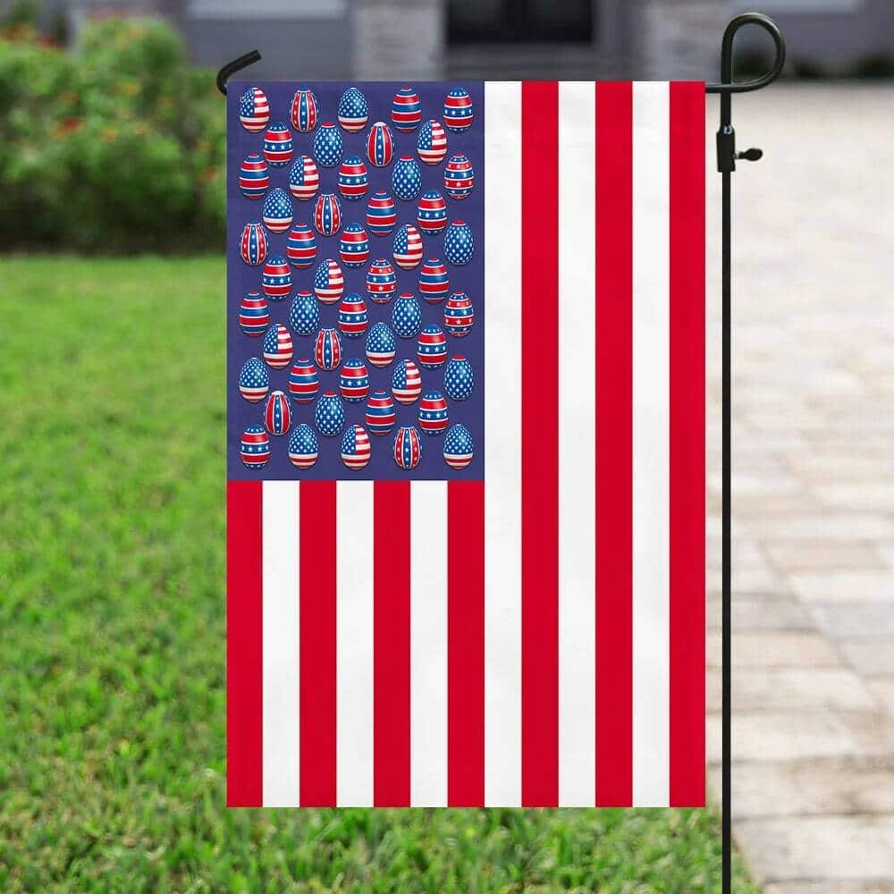 Easter Eggs American US Easter Religious Christian Easter Garden Flag