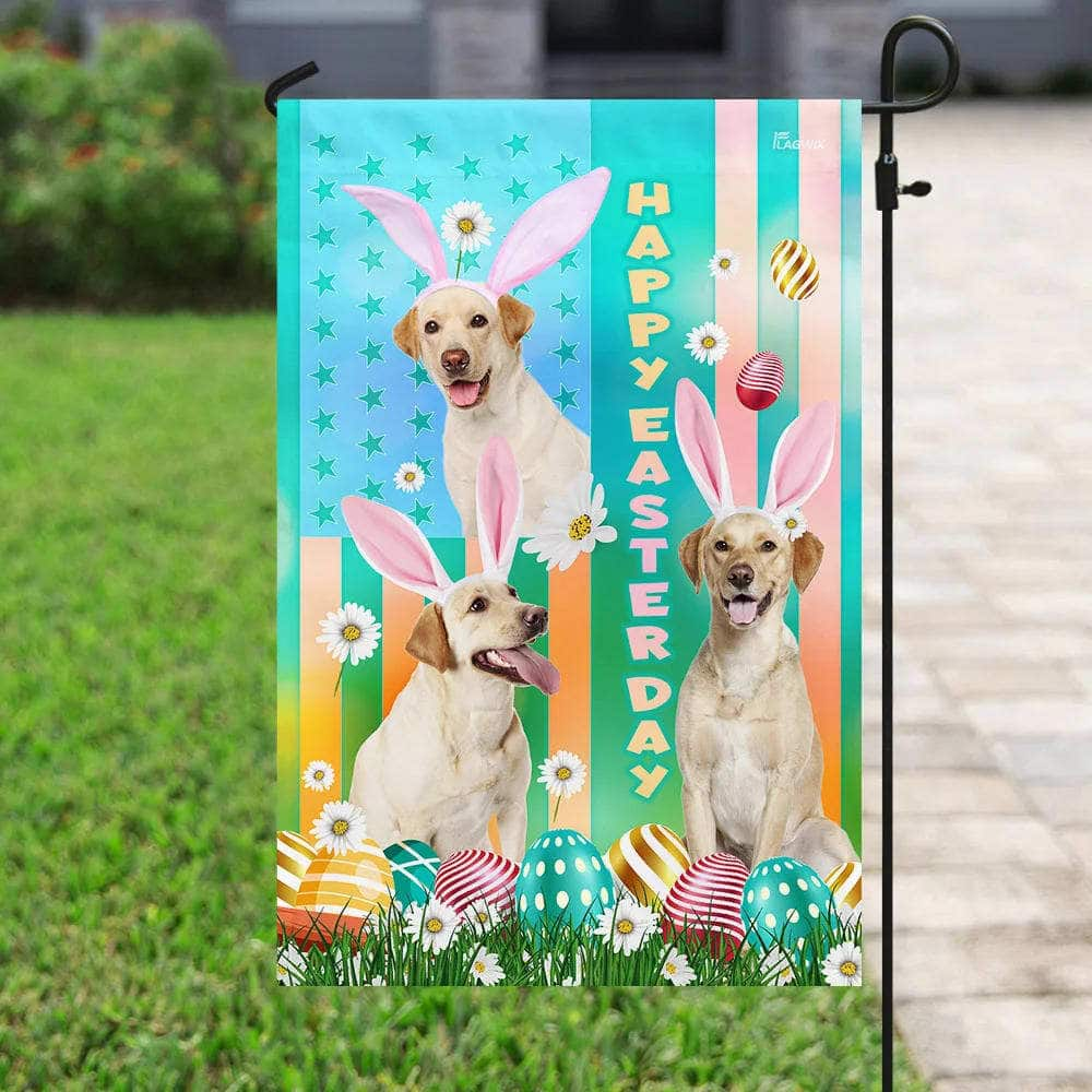 Yellow Labrador Retriever Easter Religious Happy Easter Gift Garden Flag