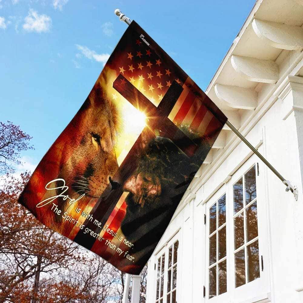 God Is With Me Jesus Is Near American Religious Christian Garden Flag God Is With Me Jesus Is Near American Religious Christian Garden Flag