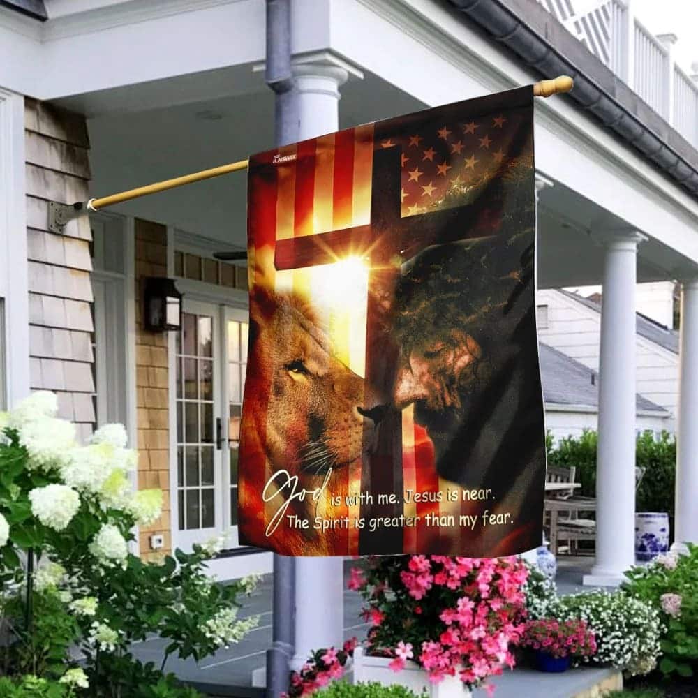 God Is With Me Jesus Is Near American Religious Christian Garden Flag God Is With Me Jesus Is Near American Religious Christian Garden Flag