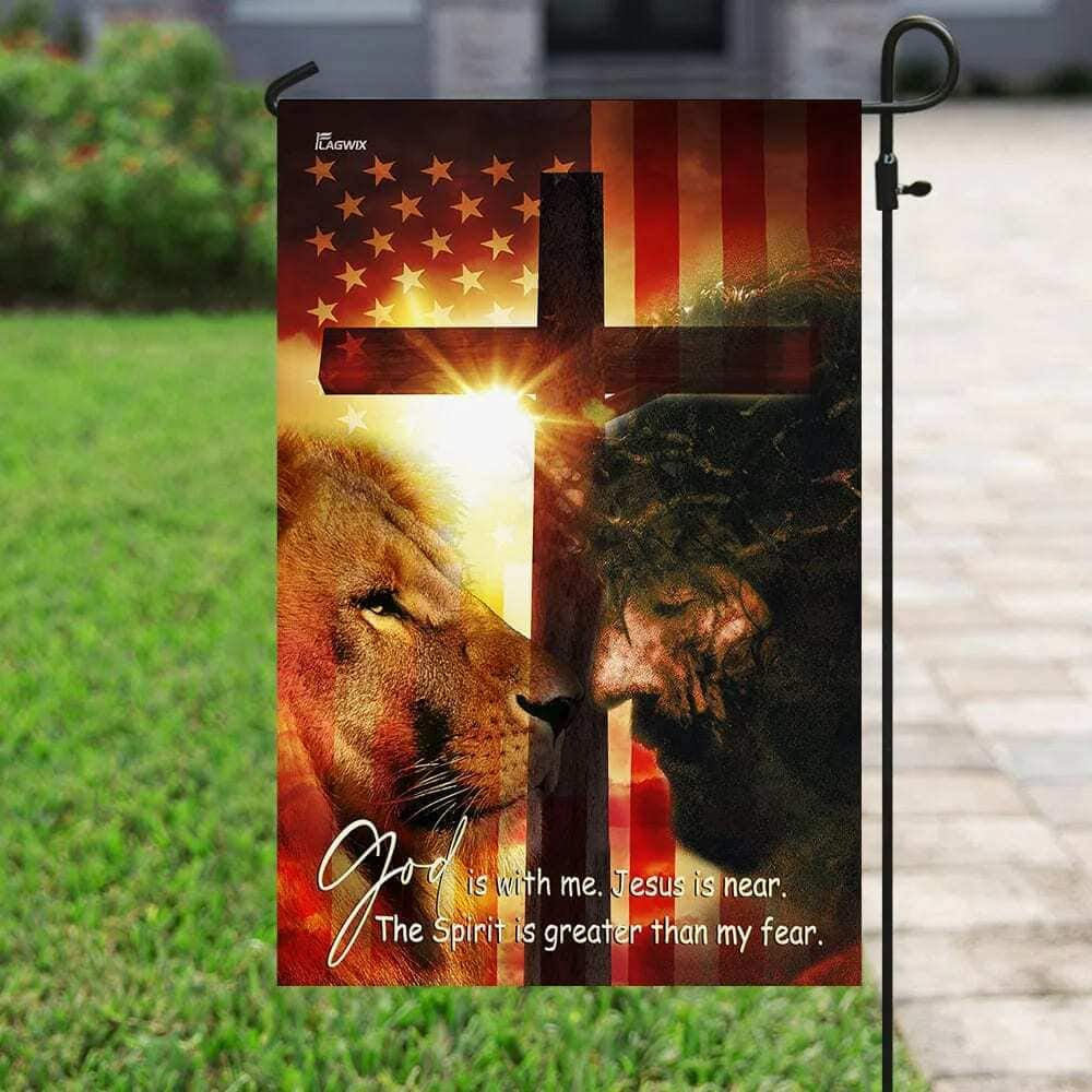 God Is With Me Jesus Is Near American Religious Christian Garden Flag