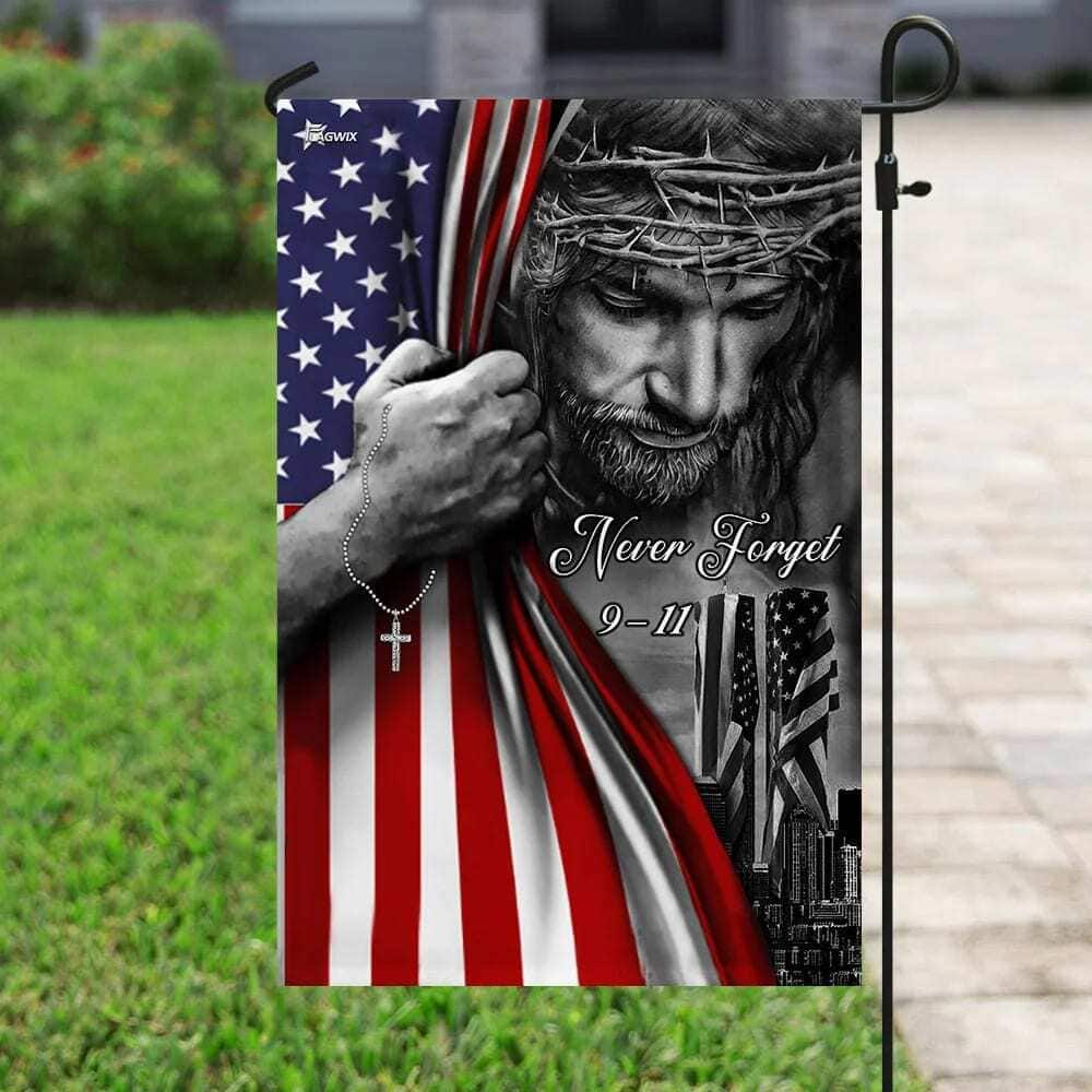 God Bless America 911 Jesus Never Forget 911 Religious Christian Garden Flag