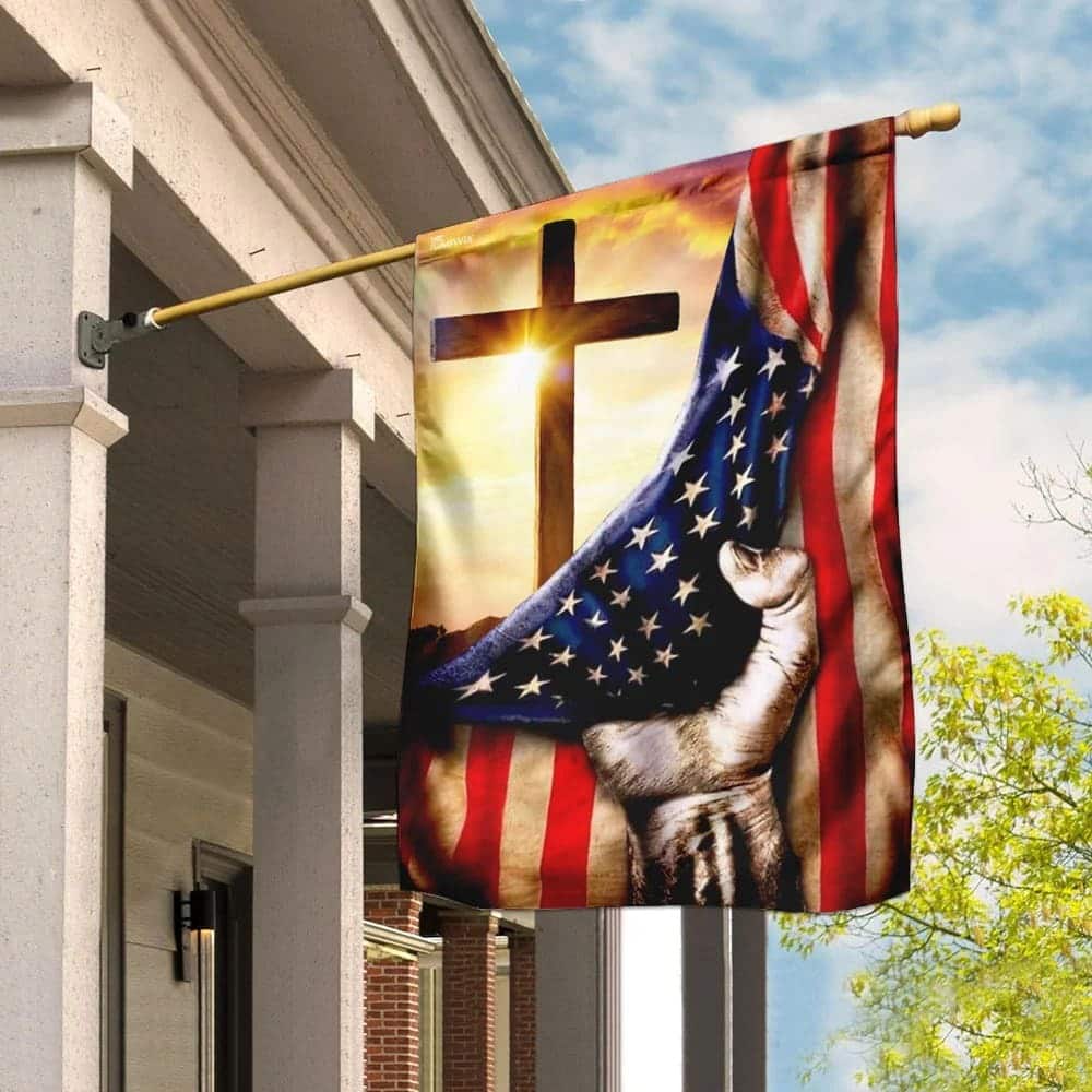 Christian Cross America US Religious Christian Garden Flag Christian Cross America US Religious Christian Garden Flag