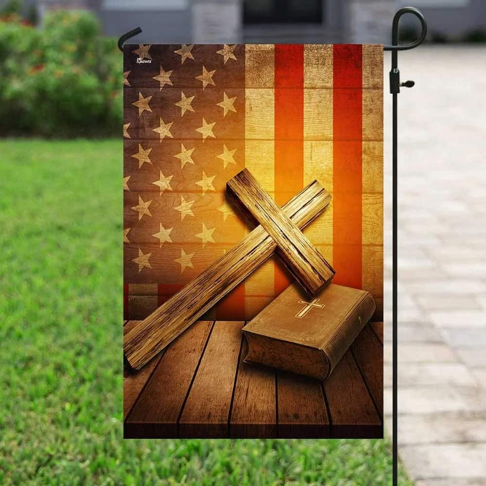 Christian Cross America Religious Christian Garden Flag