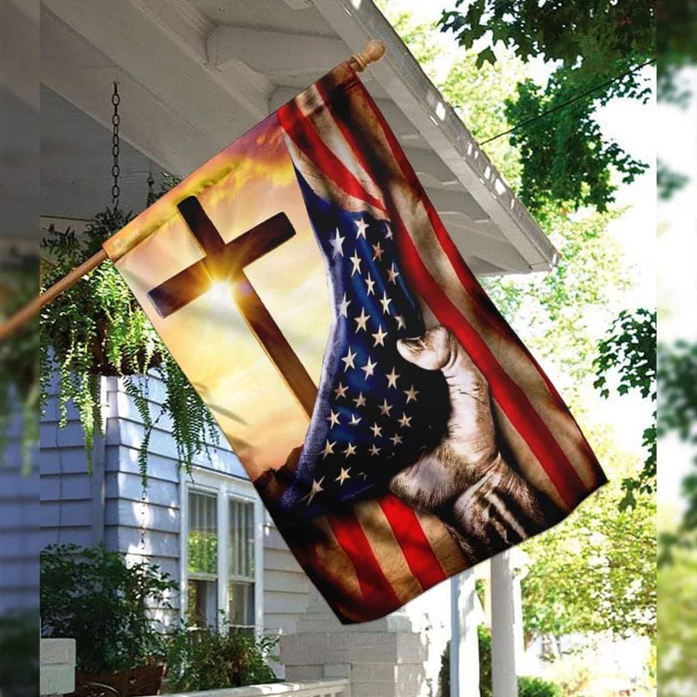 Christian Cross America US Religious Christian Garden Flag Christian Cross America US Religious Christian Garden Flag