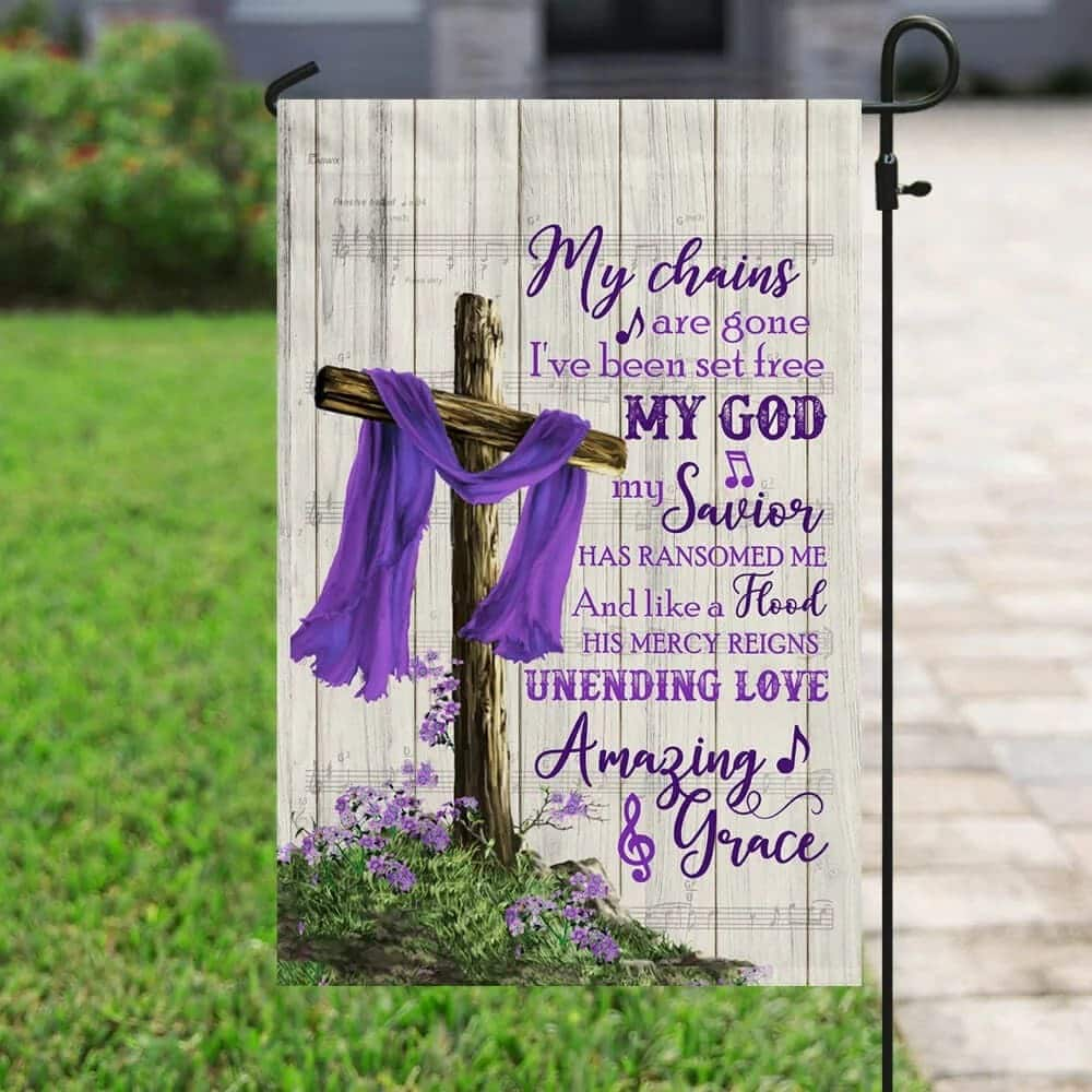 Christian Cross Amazing Grace Purple Religious Christian Garden Flag